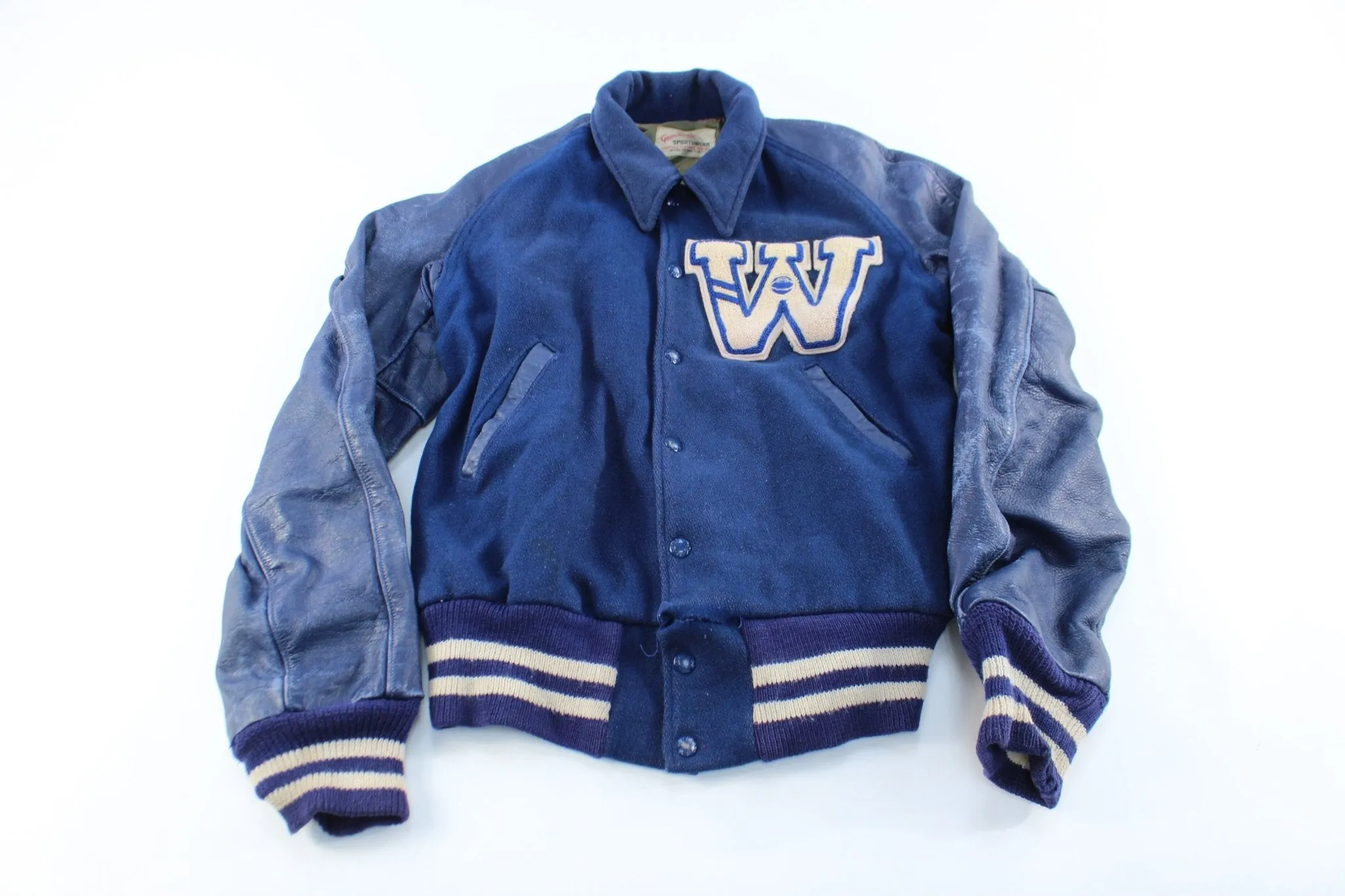 50's Gamemaster Sportswear White & Blue Varsity Jacket