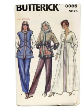 Butterick 3385 - UNCUT COMPLETE - Size Small Misses Jacket, Coat, Vest AND Iron-On Transfer