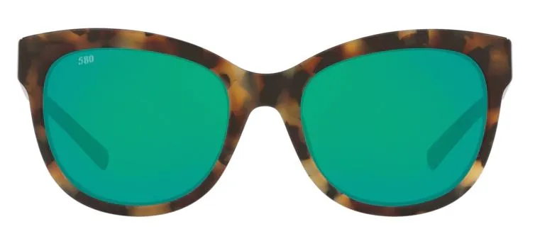 Costa Del Mar Bimini Shiny Vintage Tortoise Frame - Green Mirror 580 Glass Lens - Polarized Sunglasses