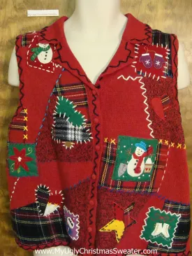 Crafty Patchwork Mess Ugly Christmas Sweater Vest