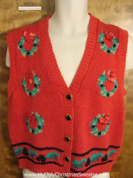 Festive Wreaths Ugly Christmas Sweater Vest