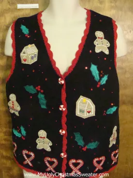 Ginerbread and Candy Cane Ugly Christmas Sweater Vest