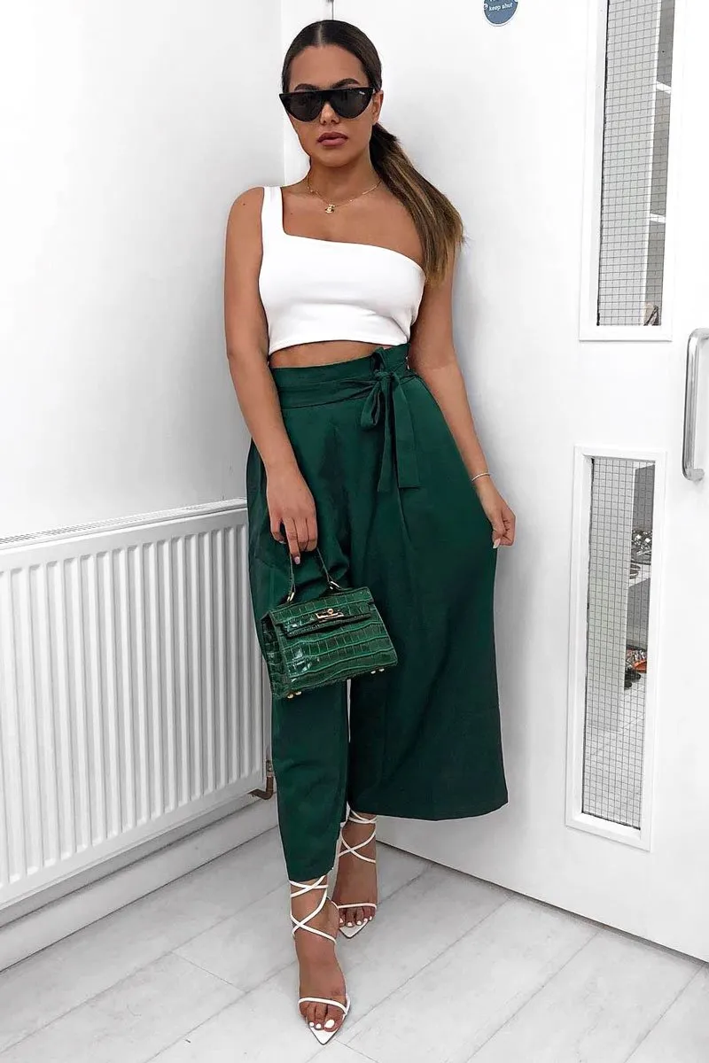 Green Paper Bag Waist Culottes - Eris