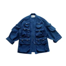 Men's Indigo Kendo Jacket Multi-pockets