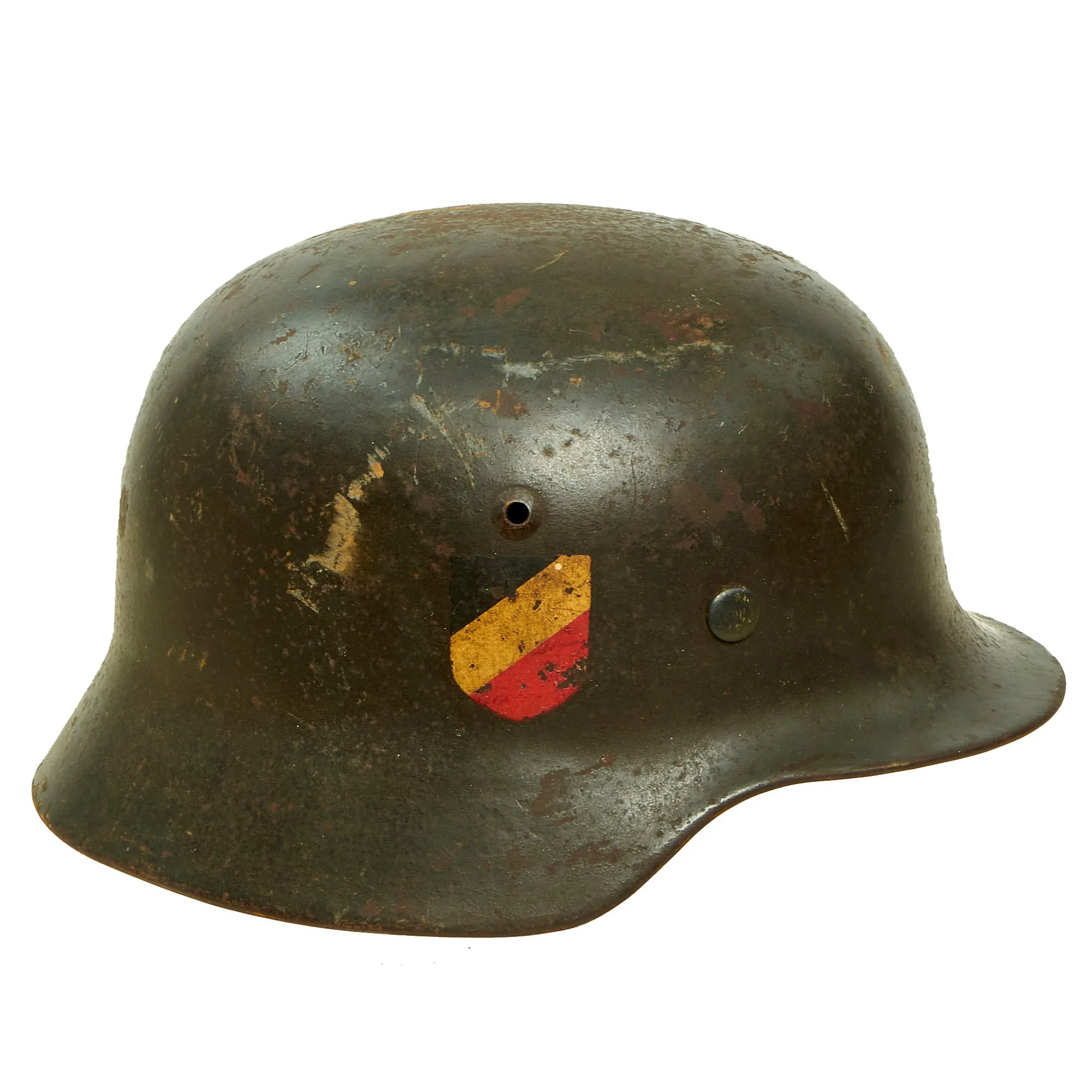 Original German WWII Complete 1939 dated Luftwaffe M35 Double Decal Steel Helmet with 57cm Liner - marked SE64