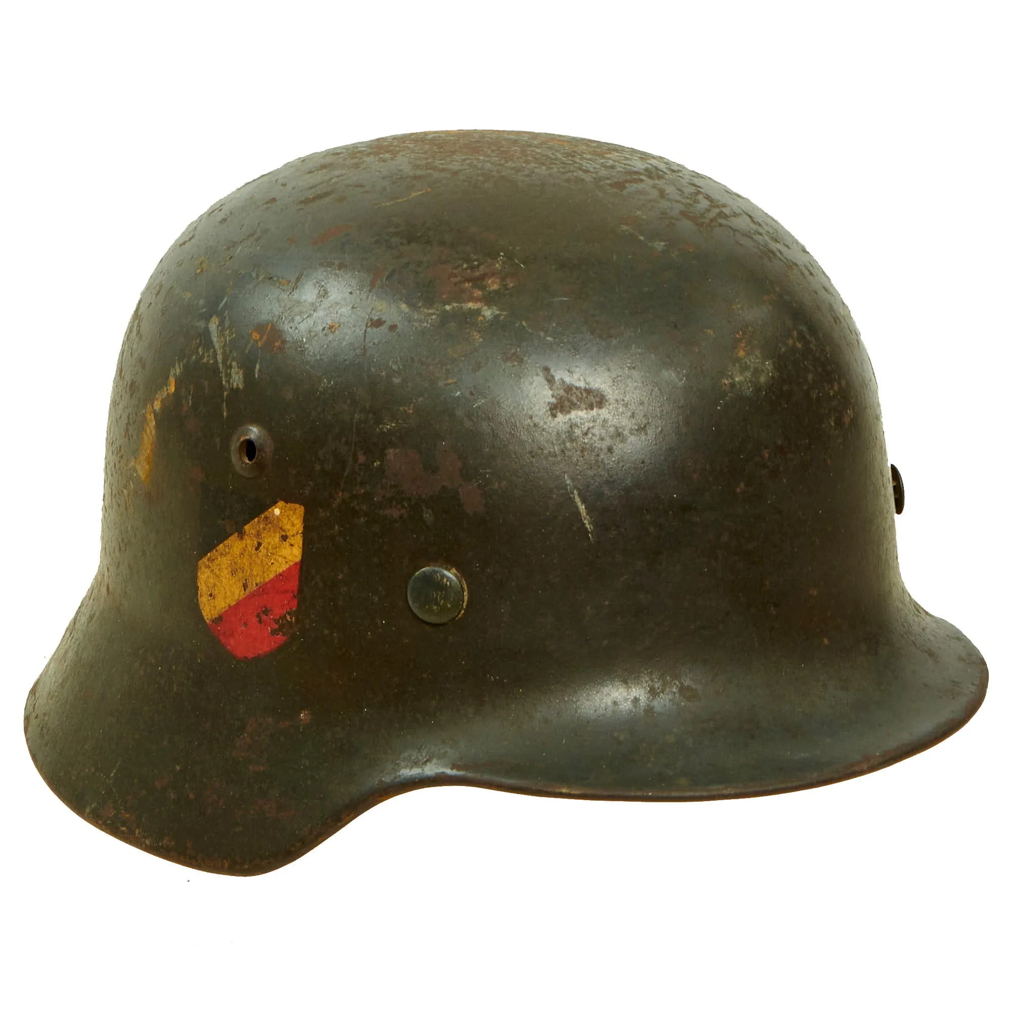 Original German WWII Complete 1939 dated Luftwaffe M35 Double Decal Steel Helmet with 57cm Liner - marked SE64