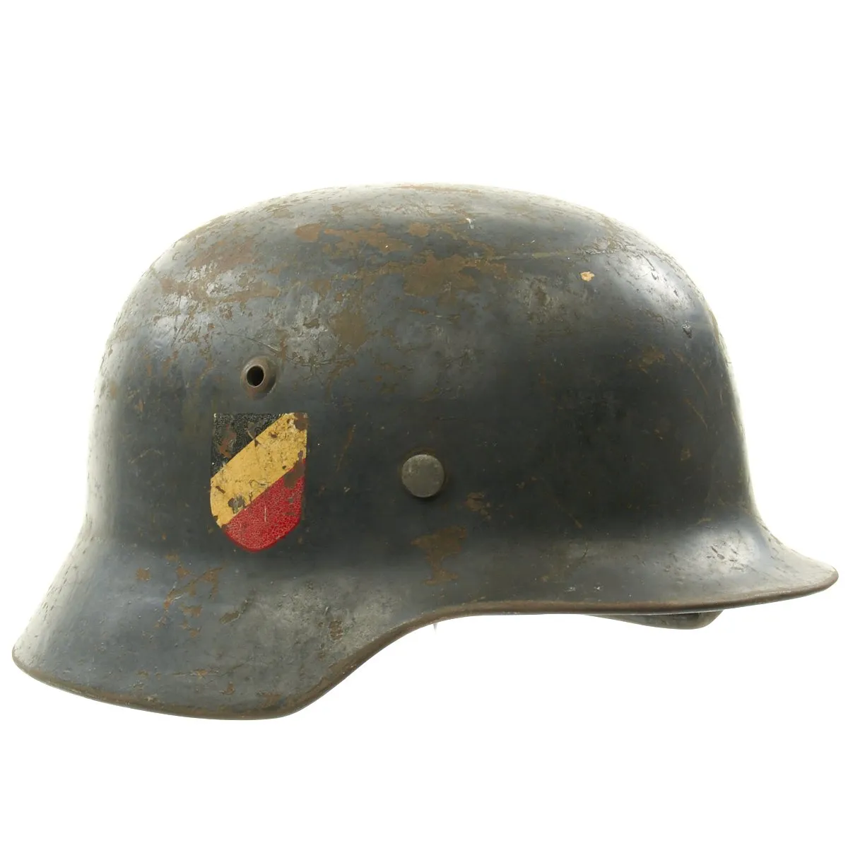 Original German WWII Named Luftwaffe M35 Double Decal Droop Tail Eagle Steel Helmet - marked SE66