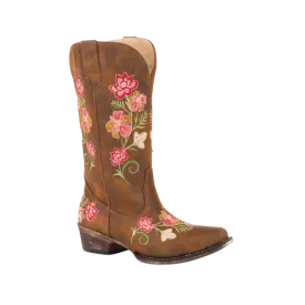 Roper Footwear Women's Vintage Leather With All Over Floral Embroidery Boots