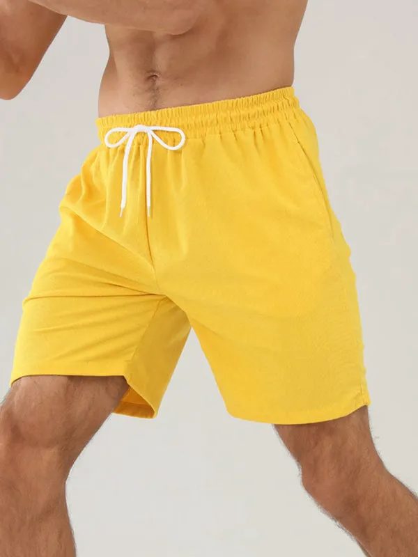 Solid Color Lace Up Sports Running Shorts