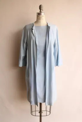 Vintage 1960s Emma Domb Pale Blue Dress with  Matching Jacket and Bow Belt