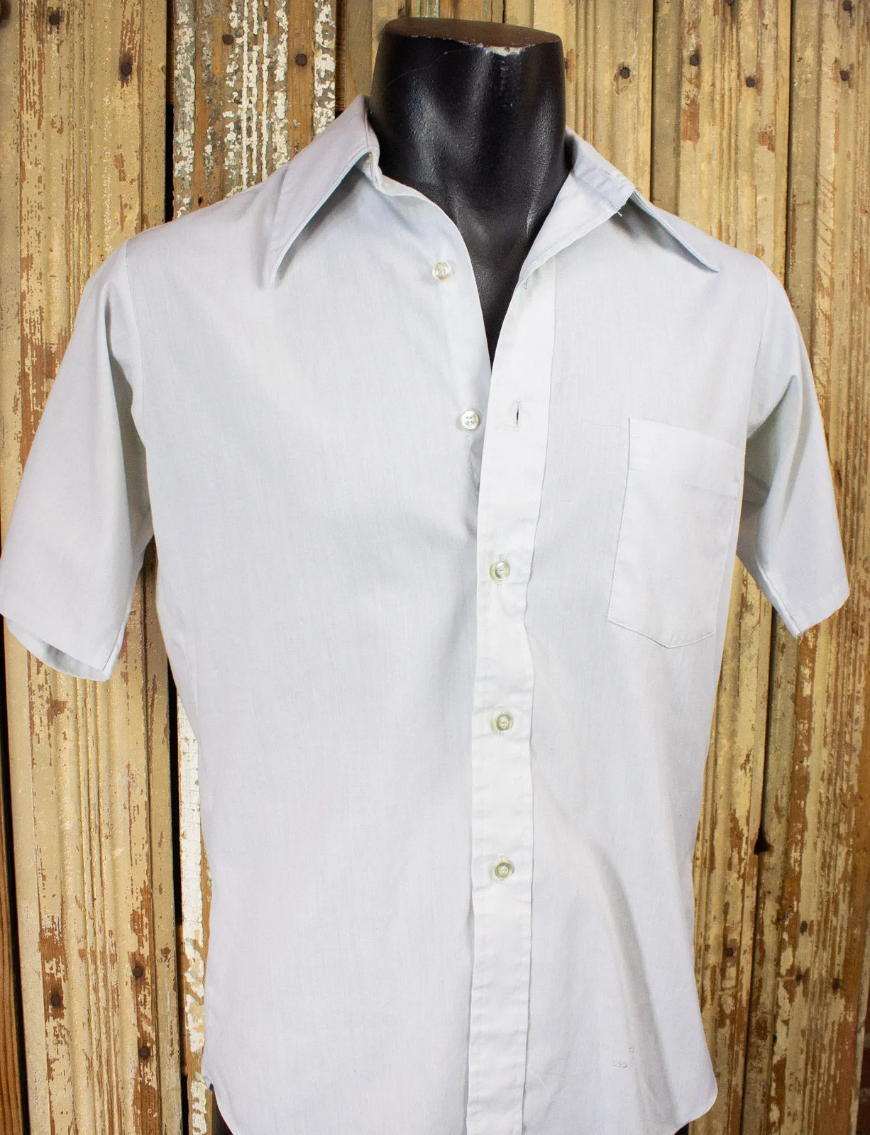 Vintage Royal Knight Light Gray Button Up Shirt 70s Medium